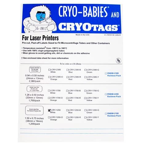 Cryo Labels Template
